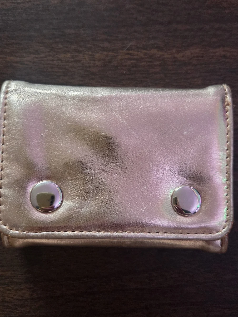 Wild Fable Rose Gold Metallic Solid Snap Closure Folding Wallet